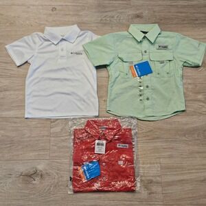 Columbia PFG Shirts Kids XXS 2T Lot of 3 Polo NEW Bahama Fishing Short Sleeve